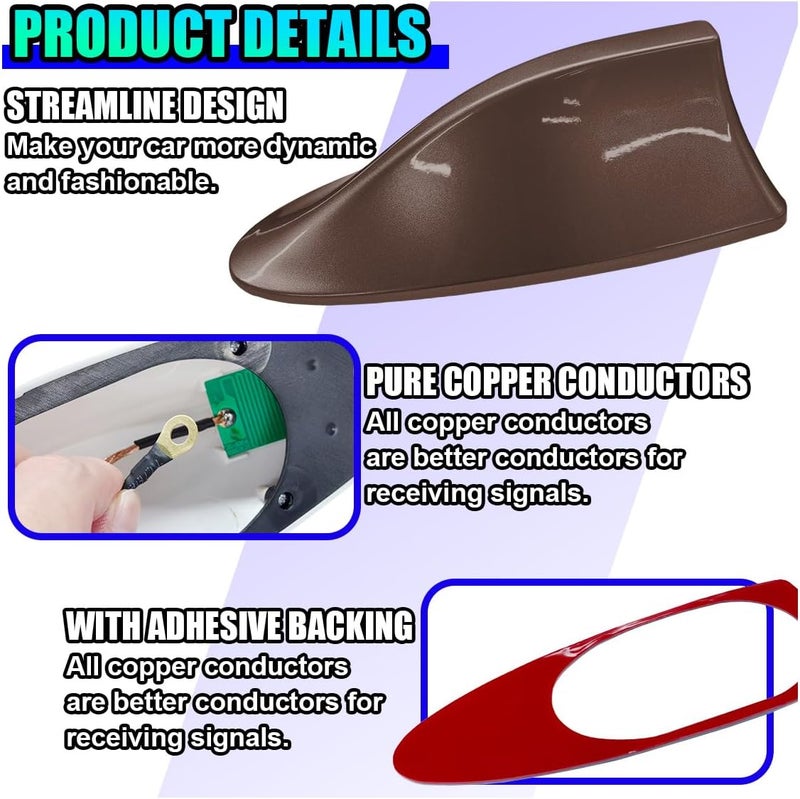 ZIMISI Car Shark Fin Antenna Cover, Plastic Auto Top Roof Mount Antenna Cover Replacement with Adhesive Tape, Universal Auto Signal Roof Aerial Decoration Accessories for Car SUV Truck (Brown) - Image 4